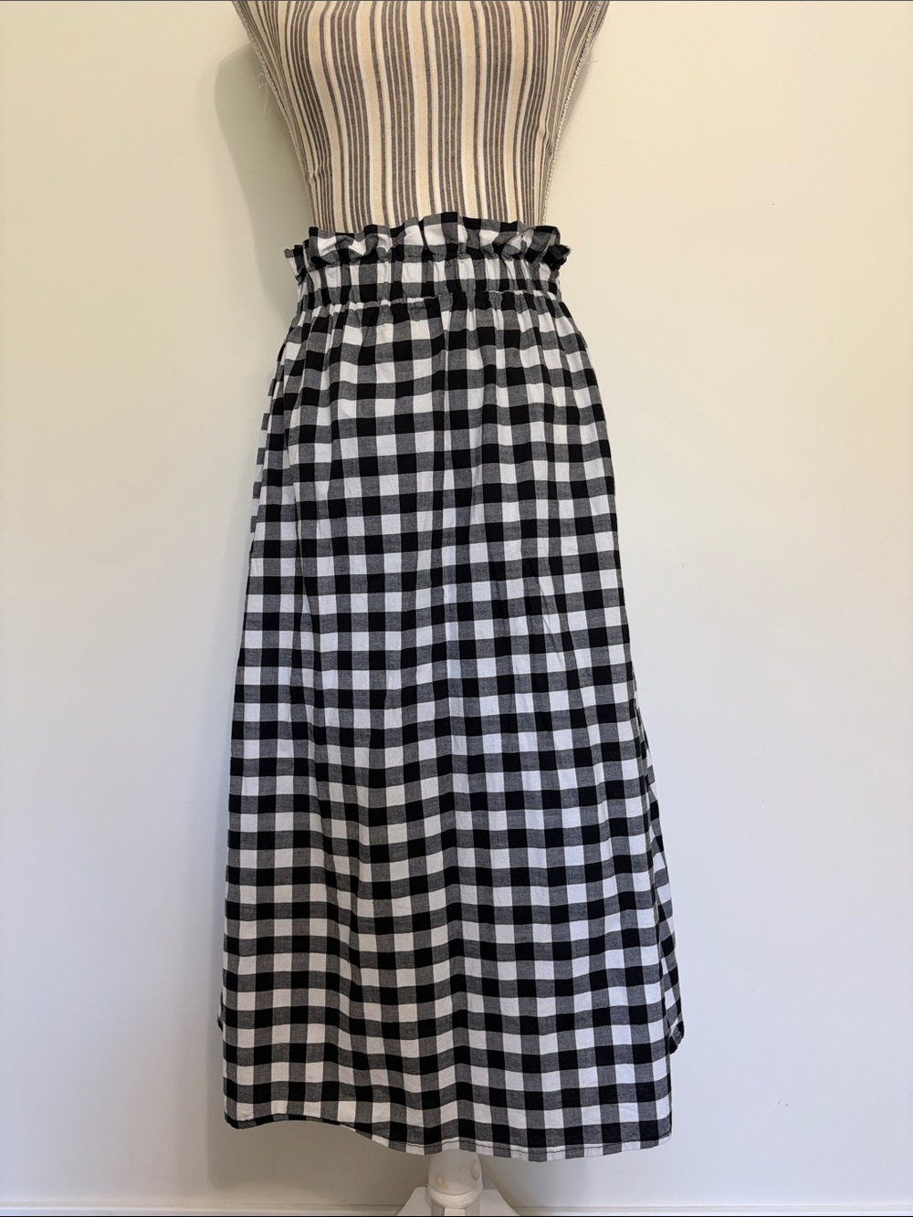Flamingo Urban Black and White Gingham Midi Skirt